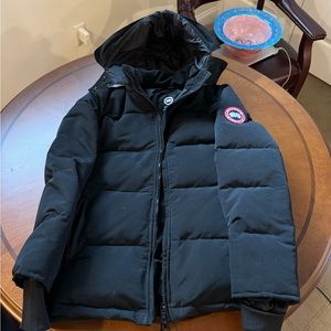 CANADA GOOSE WOMENS BLACK PARKA PUFFER JACKET FUR HOOD LONG MID LENGTH